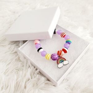 Handmade Children's Stretch Rainbow Pride Beaded Bracelet